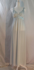 Shadowline Powder Blue Silky Nylon Lace Trim Long Chemise Nightgown Medium