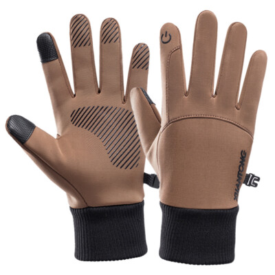 Zonbailon Mens Plush Windproof Waterproof for Climbing Riding Touchscreen Gloves