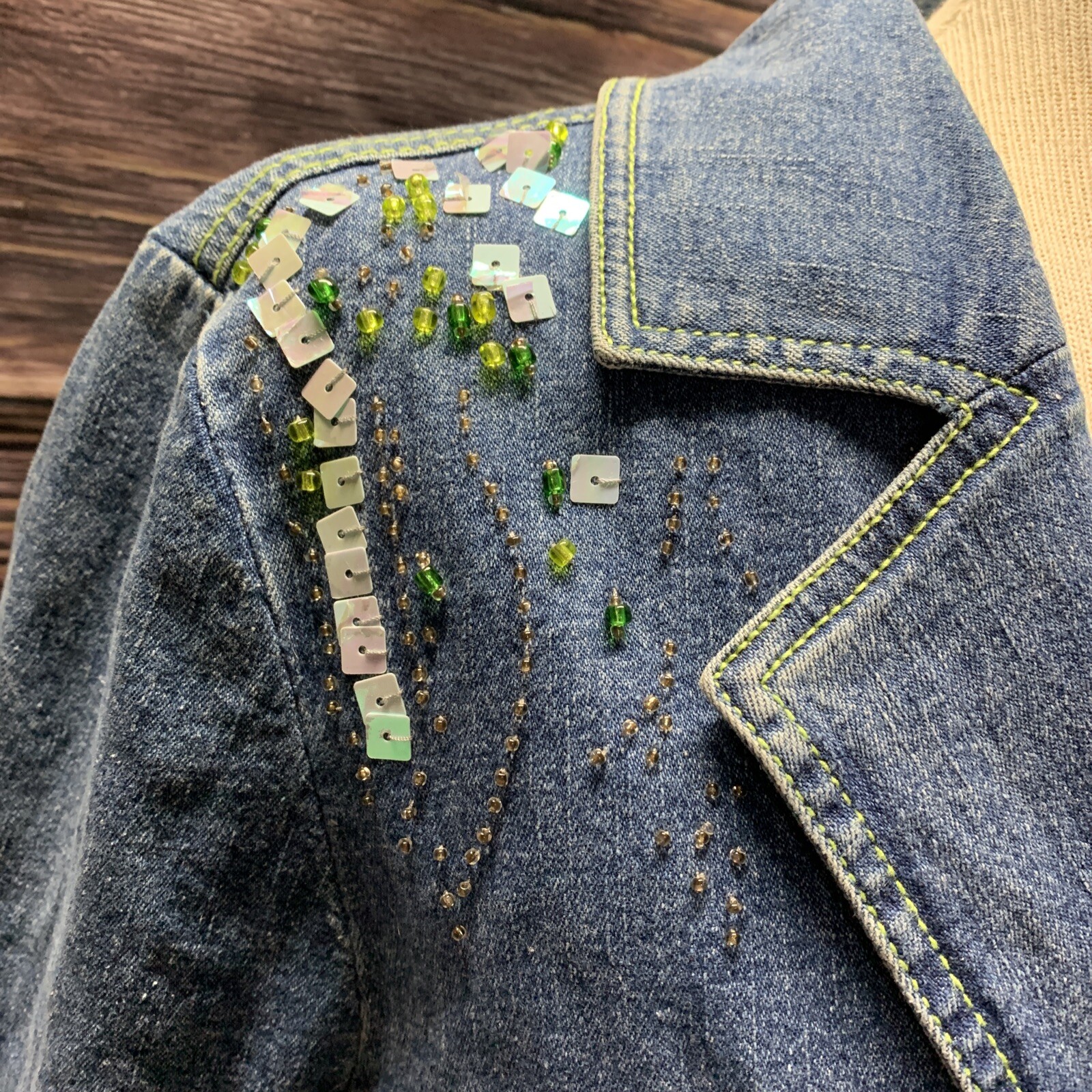 Patchington Denim Jacket Light Weight Gemmed Butt… - image 5