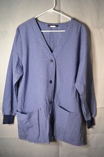 Los Angeles Rose Women's Large Blue Gingham Lab Coat