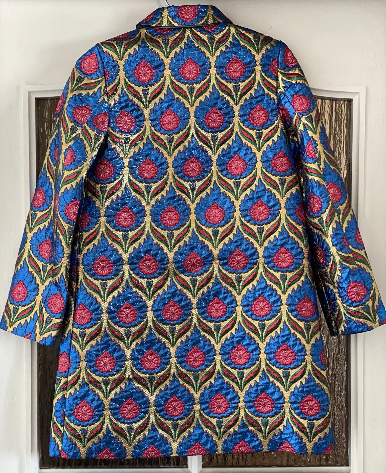 Splendido cappotto Gucci bambino jacquard paillettes web fiocco giacca taglia 8 anni nuovo senza etichette