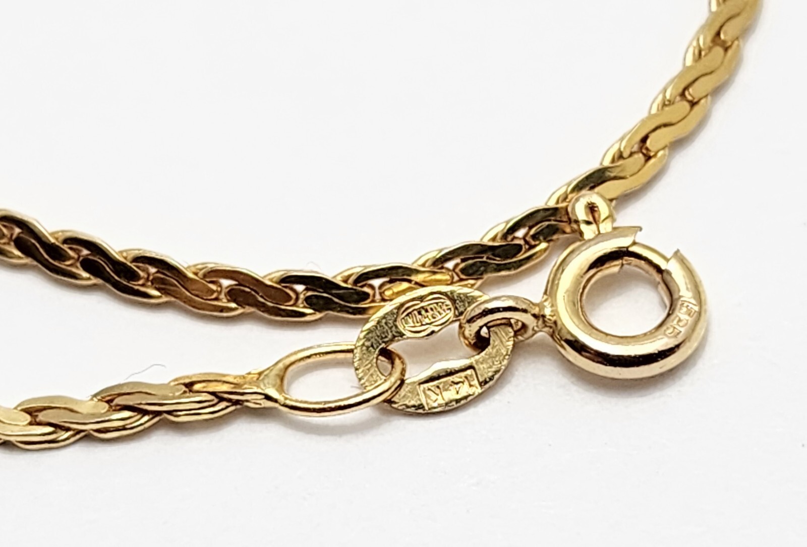 Unique 14K Solid Yellow Gold Designer Flat Link C… - image 12