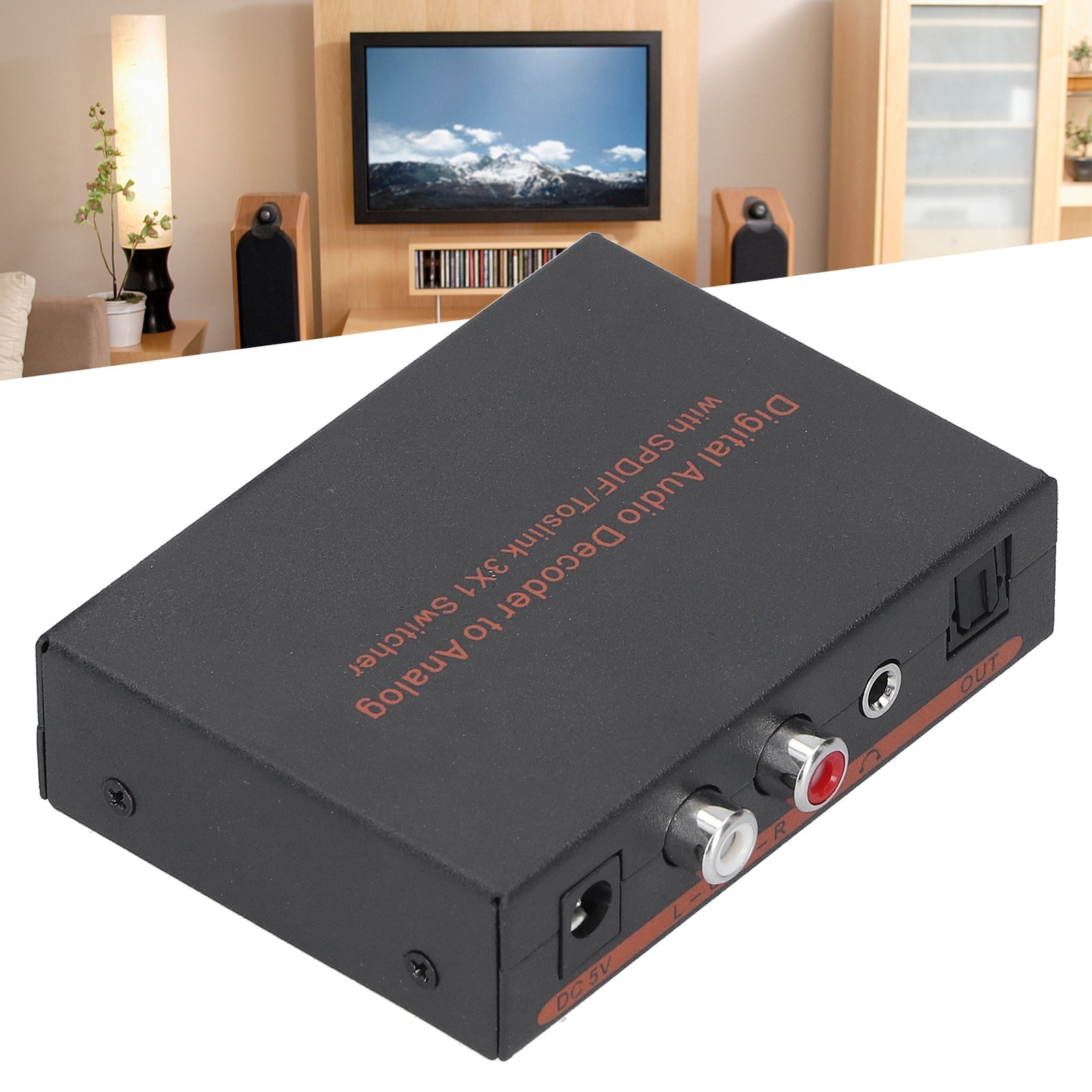 3x1 Optical Fiber Digital Decoder Optical To For SPDIF/AV/ Converte DOB ...