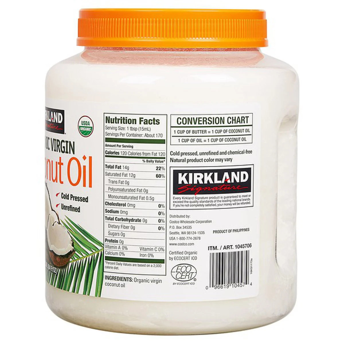 Kirkland Signature, Organic Virgin Coconut Oil, 84 fl oz