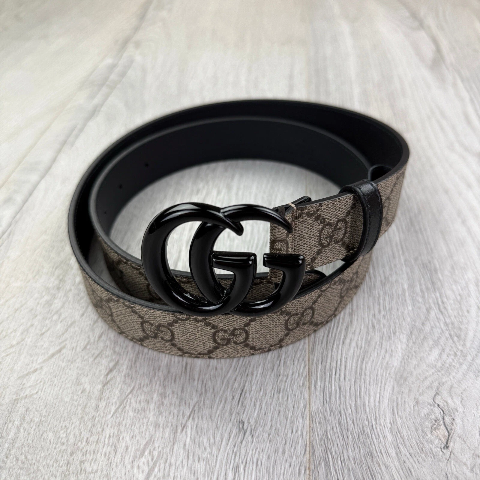 Gucci Ceinture fine beige homme noir boucle GG