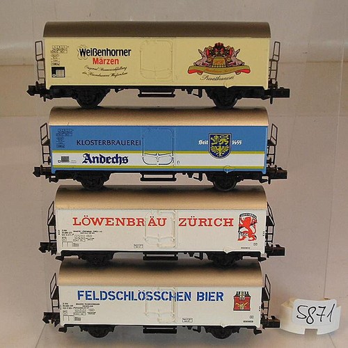 Arnold Spur N 1/160 Zugset 4 Stück Kühlwagen / Bierwagen 2-achsig der DB 2#5871 | Zustand: Gebraucht