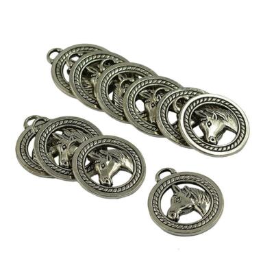 10 Stck. Tibetisches Silber Westernpferd Rund Charms Anhänger Schmuck zum Selbermachen Herstellung