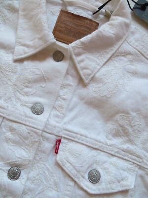 Levi's Jacke Jeansjacke Gr. S, Weiß ! NEU ! Special Edition: florale Elemente !