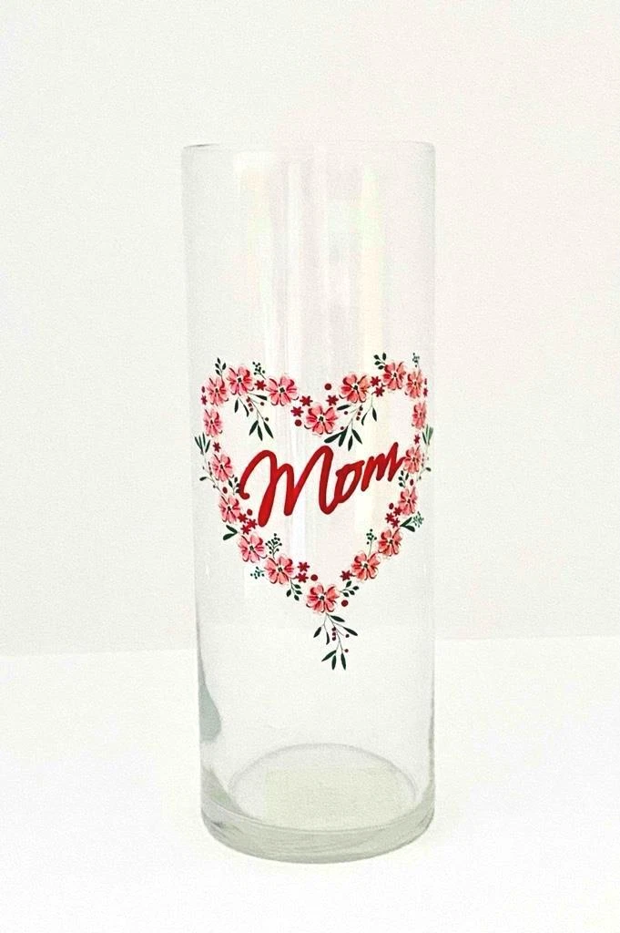 Libbey 10" MOM Cylinder Round Flower Vase Home Decor Mother's Day