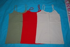 Junior Womens 3 LOT CAMI Tank Top SAGE GREEN, RED, BEIGE Solid Colors M 7-9