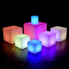 Light Up LED Colour Changing Cube Stool Seat Chair Waterproof Bar Wedding Decor