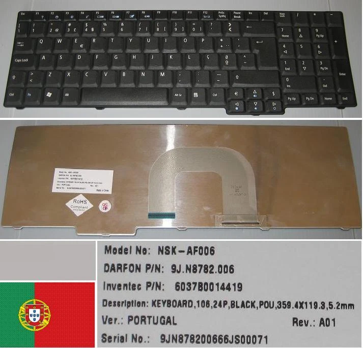 Clavier ACER Aspire AS1830T – QWERTY Italien – Noir – NSK-AQK0E – Neuf Ouvert