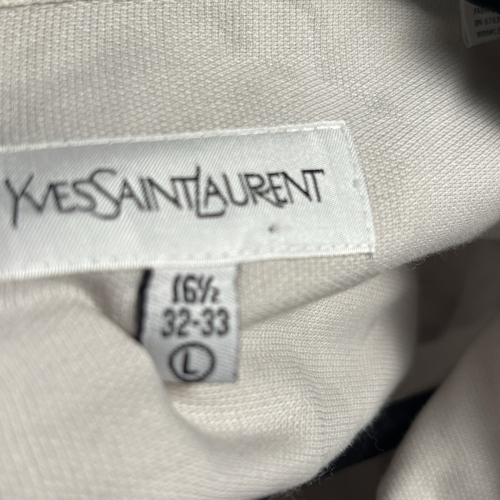 Camicia elegante uomo vintage Yves Saint Laurent 16 5 beige misto cotone con bottoni