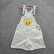 VINTAGE Looney Tunes Jerry Leigh Women Shortalls M White Tweety 90s
