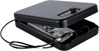 Portable Travel Gun Safe Case for Pistols Handgun Lock Box with Combination Lock