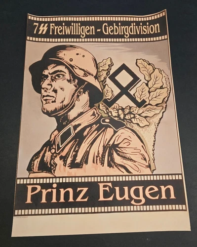 PRINZ EUGEN ELITE STEEL HELMET SOLDIER German Military Poster Print WW2 WWII