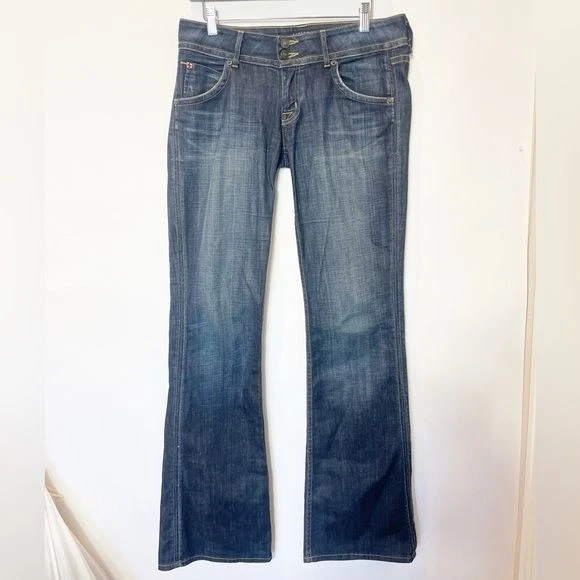 Pantalones de mezclilla Hudson para mujer Signature Bootcut lavado oscuro doble botón delantero talla 2 Foto 3 de 4