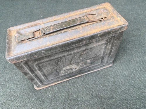 Original WW2/1950s US Army Military .30 Cal M1 Green Metal Ammo Box - Canco