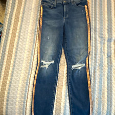 Joe's Jeans Distressed Skinny Metallic Glitter Side Stripe Denim W28 Made In USA