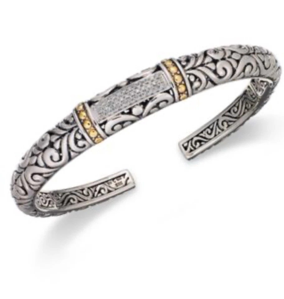 Brazalete brazalete con bisagras de plata de ley de oro de 18 quilates con diamantes Effy Balissima Foto 2 de 2