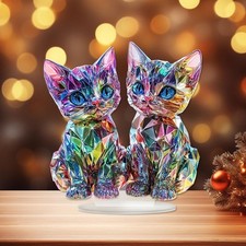 2D Acrylic Colorful Cat Decor Sign Room Decor for Living Room Office