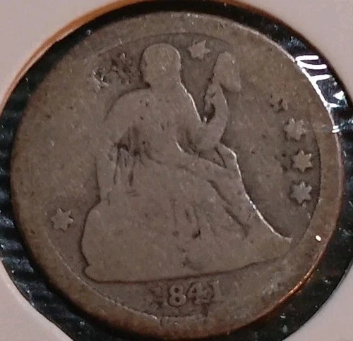 1841 O Seated Liberty 90% Silver Dime AG Details