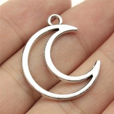 20PCS Antique Silver Tone Cut Crescent Moon Connector Charm Pendant XCS54