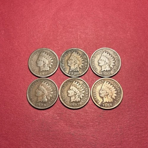Lot Of (6) Indian Head Cents/Pennies G-VG *SEE DESCRIPTION FOR DATES*