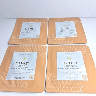  Earth To Skin Tea Time Honey Manuka Sheet Masks Set - 4 Pack Skincare NEW