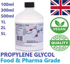 Propylene Glycol MPG USP/EP 99.9% - Pure Food & Cosmetic Grade Base Liquid