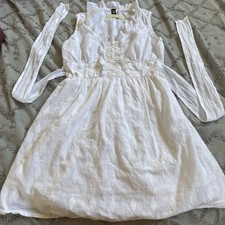 White Dress with Subtle Diamond Shape Embroidery for Women