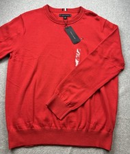 Tommy Hilfiger Men  s Crewneck Sweater Size XL Long Sleeve Red SLIM FIT NWT
