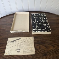 Dominoes PUREMCO Marblelike No.616 Black Standard Vtg 28 Pieces Orig Box USA