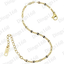 18K Yellow Gold Filled Tarnish-Resist 2mm Italian Lip Shape Link Chain Bracelet
