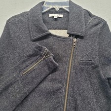Cabi 775 Women's Medium Ponte Knit Moto Jacket Asymmetrical Zip Front Dk Gray