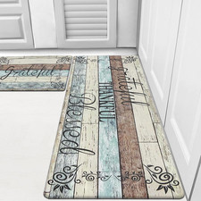 HEBE Anti Fatigue Kitchen Mat Set of 2 Non Slip Cushioned Kitchen Mats for Floor
