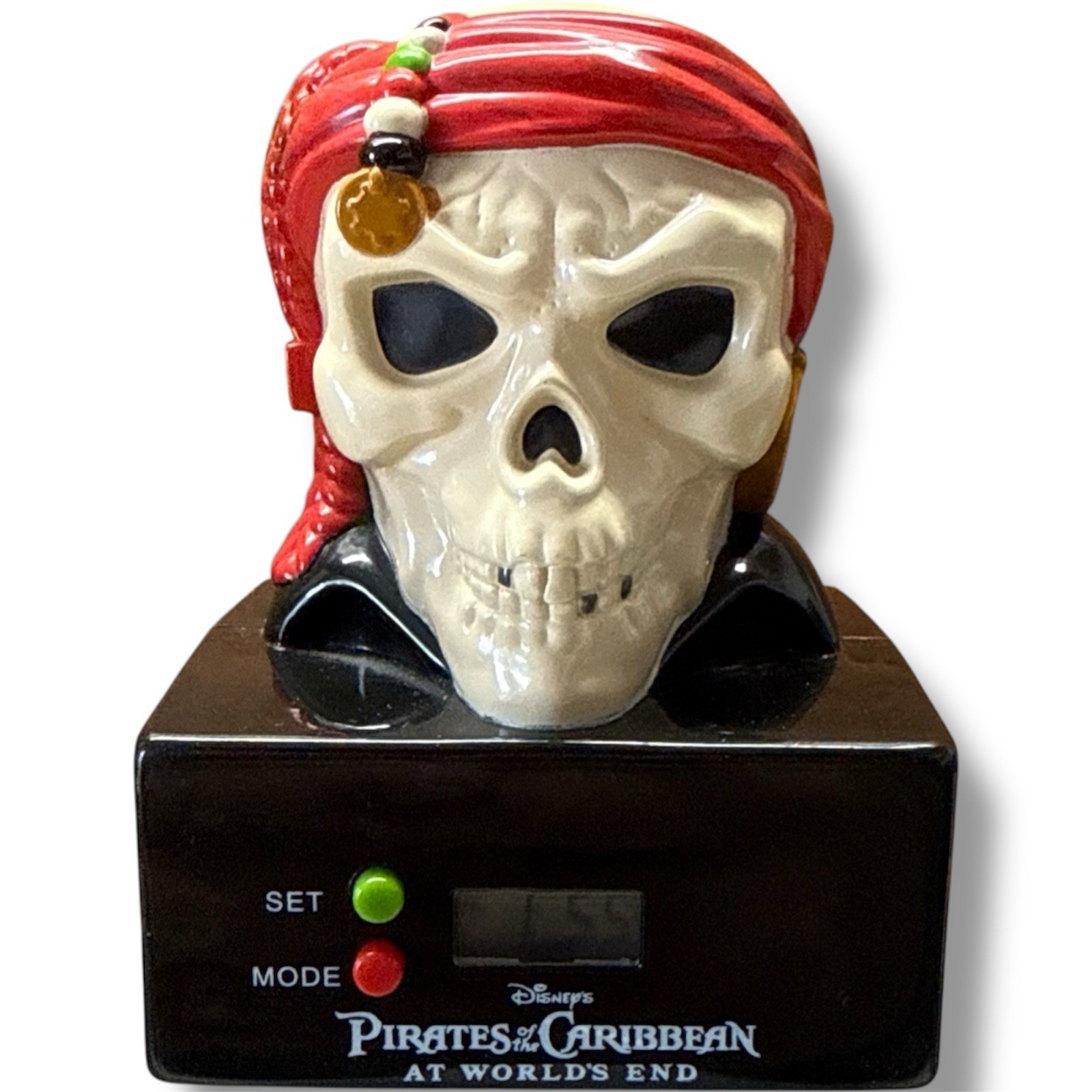 Disney's PIRATES Of The CARIBBEAN At World's End Skull Alarm Clock Tested Works