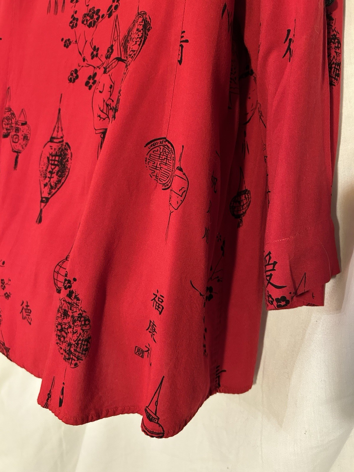 Soft Surroundings Red Lantern Print Button Front … - image 13