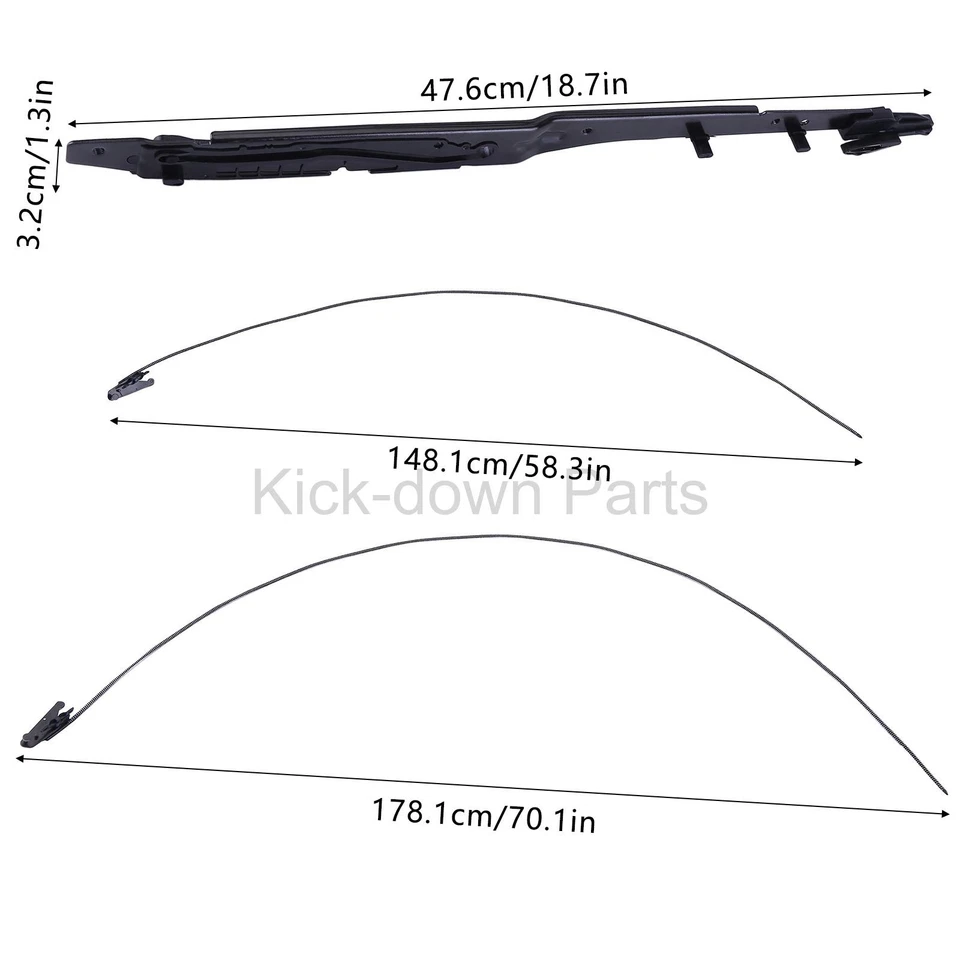 Sunroof Glass Cables Track Assembly Set Black For Ford Expedition 2018 2019-2020 - Image 2 of 4