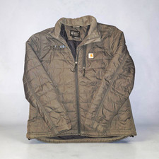 Carhartt Men's Lined Full Zip Jacket Gray Relaxed Fit 2XL Embroidered Logo