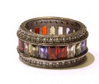 925 Sterling Silver multi color CZ Cubic Zirconia eternity Ring Band 8.5g  8.5 — photo 1