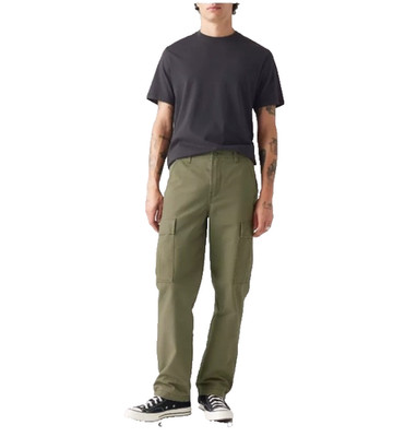 Levis XX Cargo Straight Pants Relaxed Fit 100% Cotton - Olive Green - 38x32