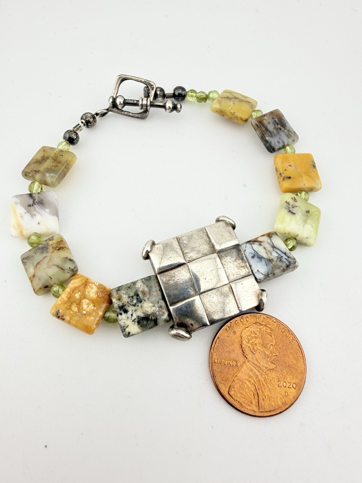 UNSIGNED 925 STERLING SILVER SQUARE MULTISTONE 7 … - image 2