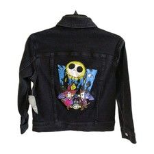 The Nightmare Before Christmas Denim Jacket Sz Youth 7/8 Jack Skellington GLOWS