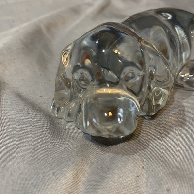 Vintage  glass crystal sleeping dog paperweight figurine  Tag Is Gone