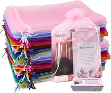 60Pcs Organza Bags 8x12 Inches Mixed Color with Drawstring Favor Bags, Jewelr...