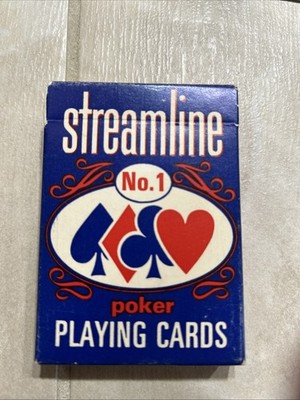 Vtg Streamline No. 1 Poker Playing Cards Linen No  1 Blue  Deck