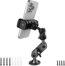 Wall Mount Phone Holder Drilling Base Heavy Duty iPhone Stand,360  Black