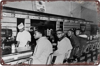 Tin Metal Sign Students During the Civil Rights Movement 1960s Poster 8x12