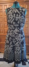 Tahari Black & white cocktail dress with box pleats size 10